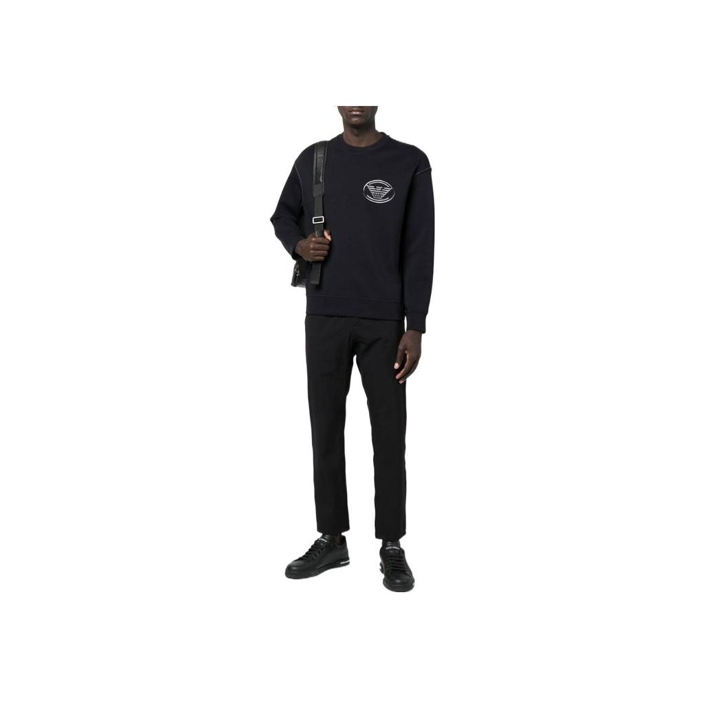 Emporio Armani Ss22 Solid Color Logo Print Crew Neck Long Sleeve Sweatshirt Men Sweatshirt Navy-Blue 6L1M82-1JHSZ-0920