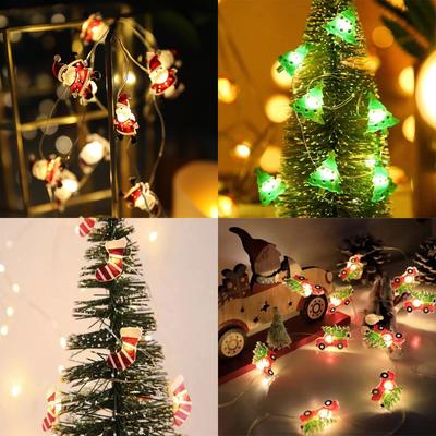 Christmas Decorations 2025 Gingerbread Man Socks Santa Claus Lantern Christmas Tree Pendant Multi-purpose LED Copper Wire Light