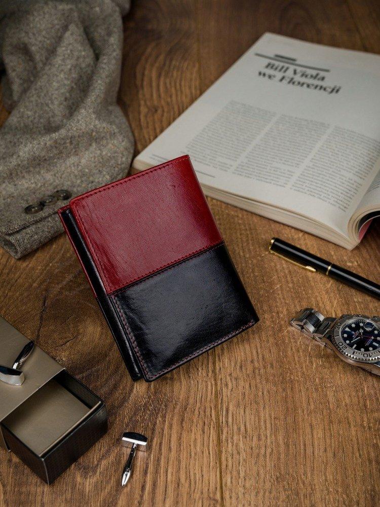 Leather vertical two-tone foldable RFID wallet - Rovicky