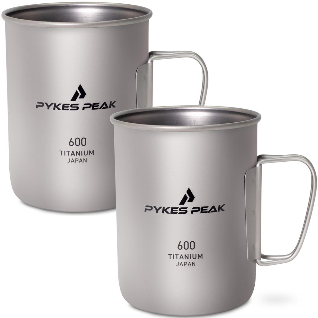 PYKES PEAK Titanium Mug Made in Japan Made in Japan Made in Titanium Mug that can be used over an open fire Camping Outdoors Titanium Mug Kiwami 600