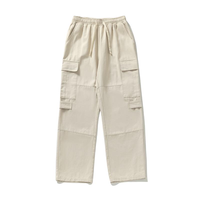 

Мужские японские ретро хлопковые рабочие брюки в стиле пэчворк - Весенние повседневные многокарманные брюки свободного прямого кроя XXL грязно-белый