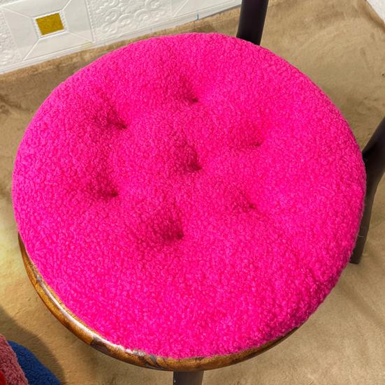 Seat Cushion Round Futon Design Furry Short Plush Surface Extra Thick Chair Floor Cushion Anti-Slip Design Solid Color Chair Cushion