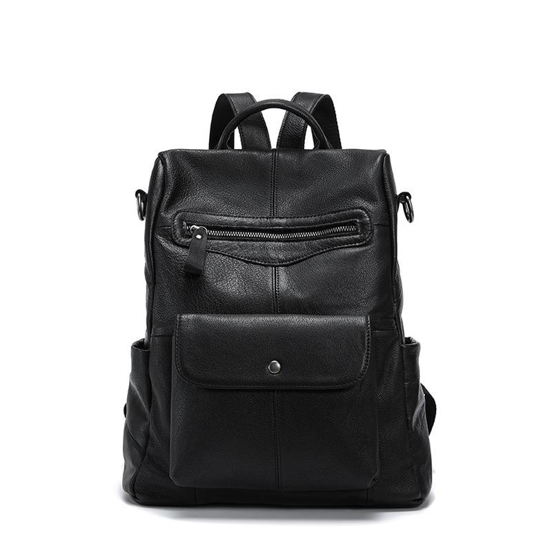 

Leather women s bags, backpacks, women s high-end shoulder bags, new fashionable versatile large-capacity backpacks, travel bags чёрный