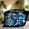 Custom Name Personalized Blue Smurfs Print Blanket, Home Decor, Bedroom, Sofa, Camping, Couch, Gifts for Birthday Christmas