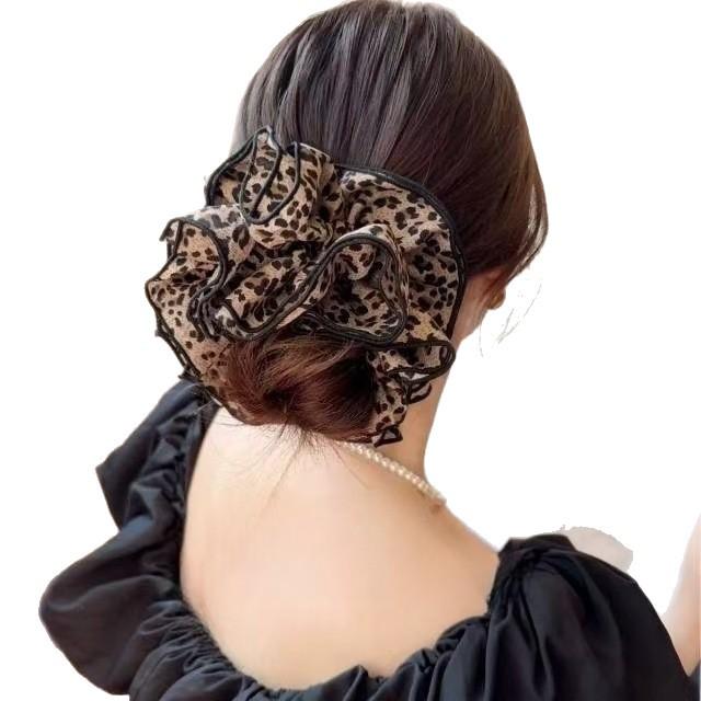Four-layer Extra-Large Leopard Print Y2K Scrunchie - Early Autumn Style Bun Hair Tie