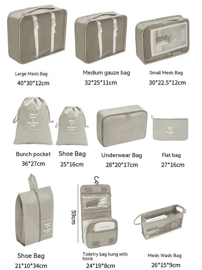 Travel 7/10 Pcs Set Organizer Suitcase Packing Cubes Set Cases Portable Luggage Clothes Shoe Tidy Pouch Folding Storage Bags