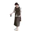 2025 Spring/Fall Women's Fashion Set: High-End Vest, Long Sleeve Shirt & High Waist Slimming Midi Skirt