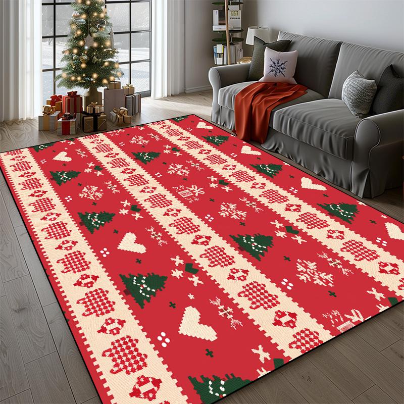 Christmas Tree Carpet for Living Room Decoration Home Rugs Fluffy Soft Bedroom Bedside Floor Mat Non-slip Balcony Lounge Rugs