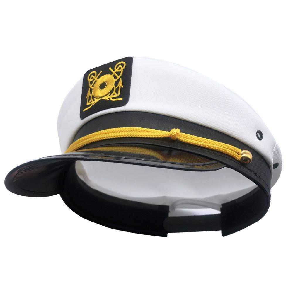 Embroidered Navy Sailor Hat with Sun Protection