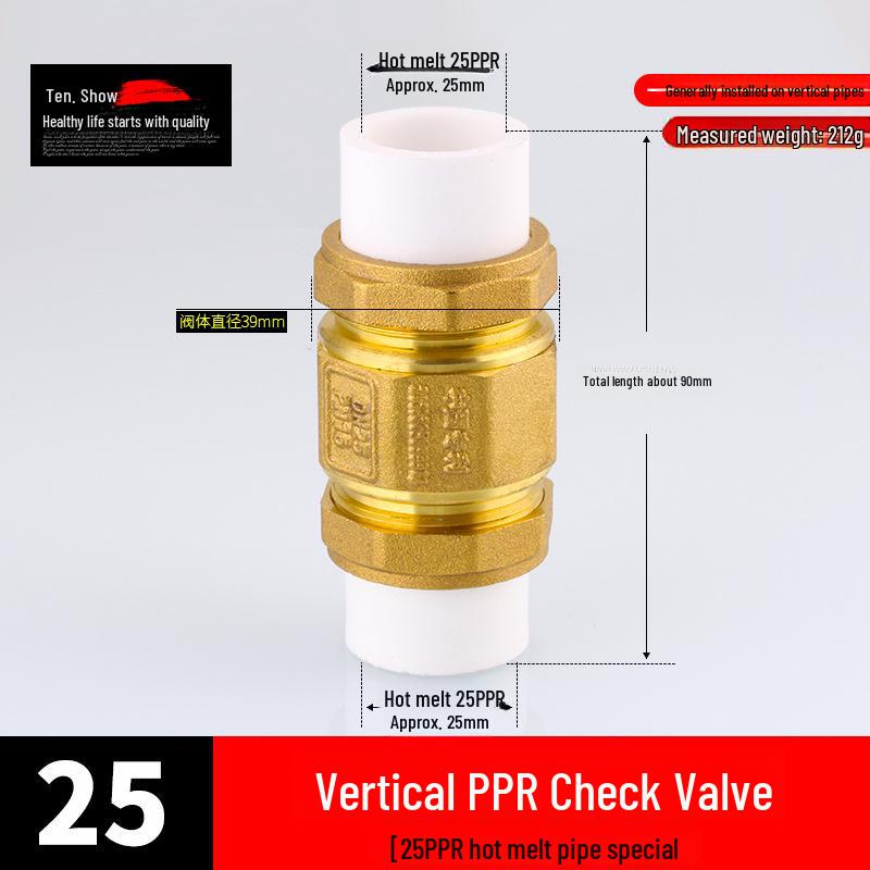 Miedziany zawór zwrotny pionowy i poziomy 4/6 punktów, 1 cal do rur wodnych i grzejników