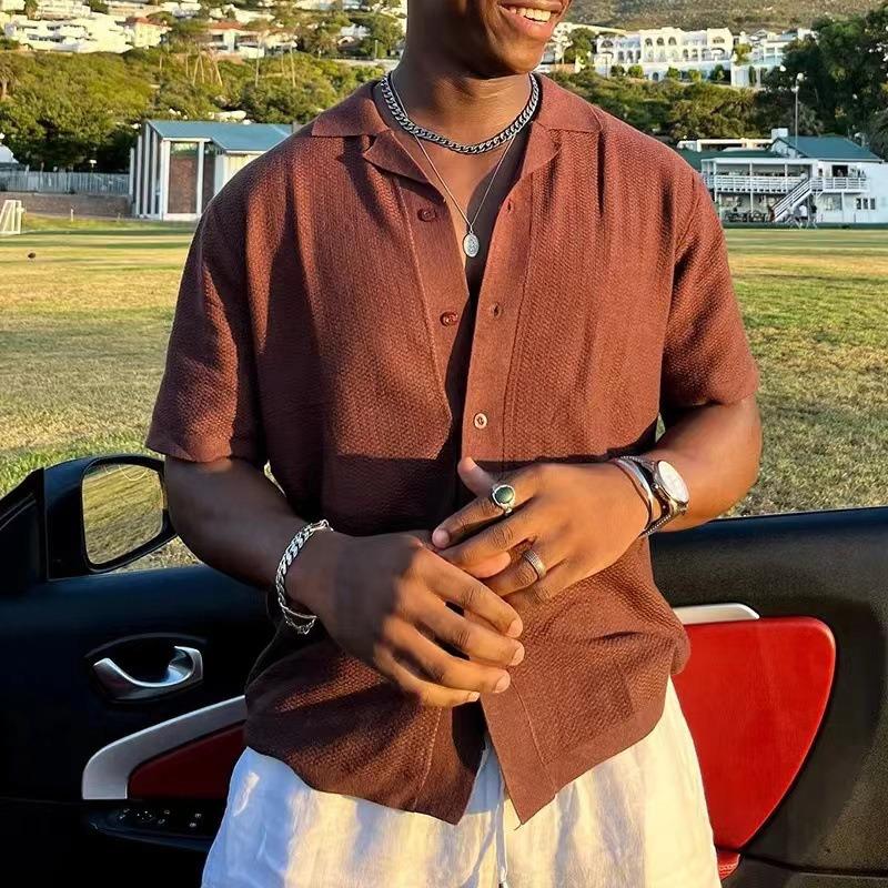 Men's Pleated Front Short Sleeve Shirt