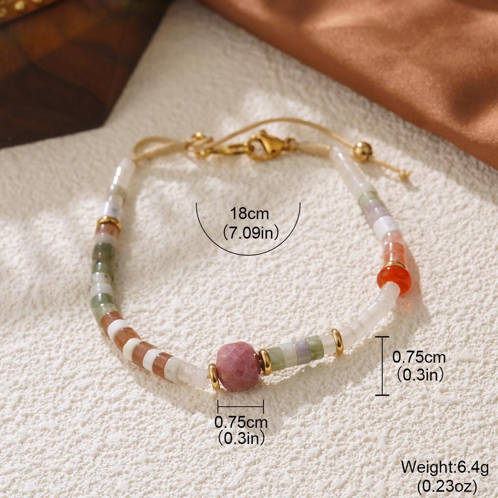 European and American colored natural stone Bohemian style does not fade earrings, vacation travel bracelets, fringed beaded earrings, women