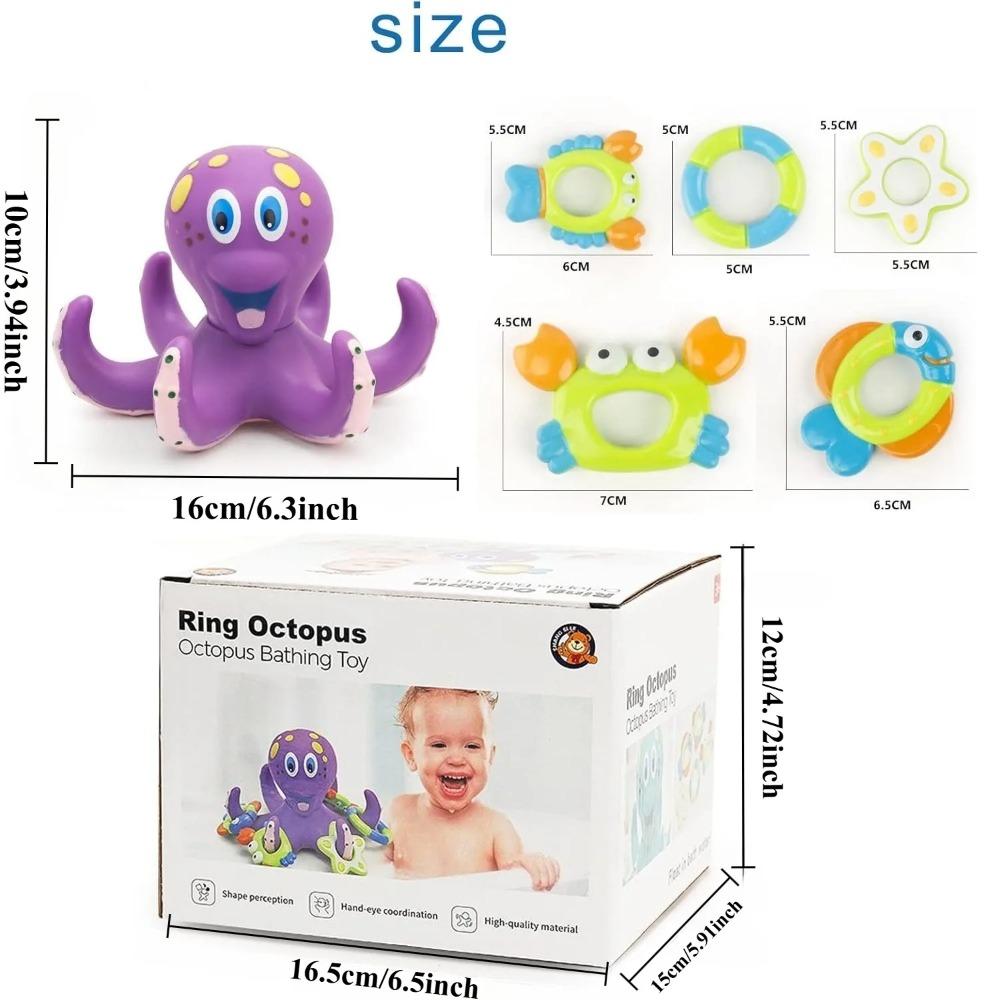 

Floating Octopus Toy With Rings Baby Toddler Interactive Bath Toy Fine Motor Skills Early Educational Pool Toys For Boys Grils