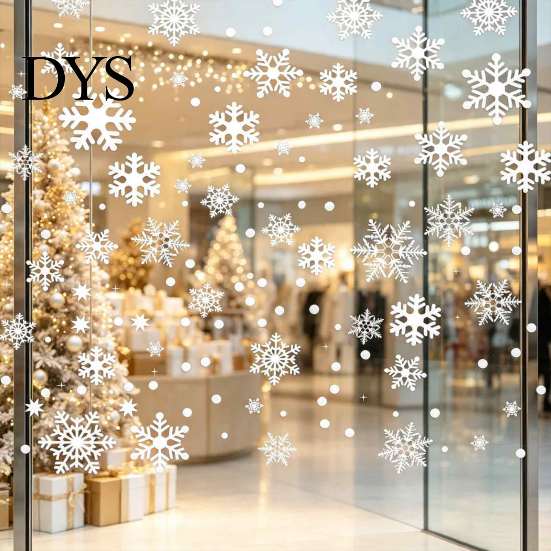 Indoor Winter Wonderland Ornaments 3PCS Christmas Snowflake Static Stickers, Reusable Cling Decals, PVC Home Glass Stickers Decoration Clings