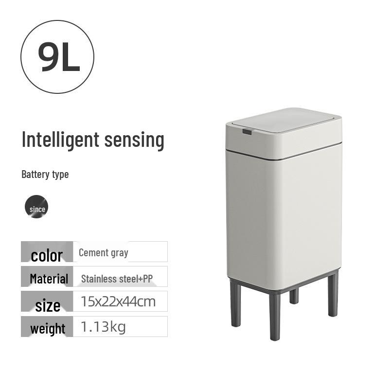Large Capacity High-Legged Smart Sensor Trash Can with Lid for Kitchen, Bathroom, and Office