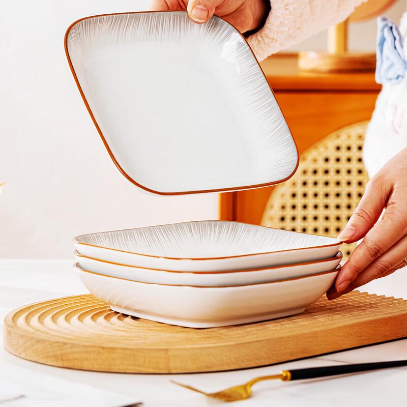 Квадратные керамические тарелки Haoya Jingdezhen в скандинавском стиле с подглазурной росписью