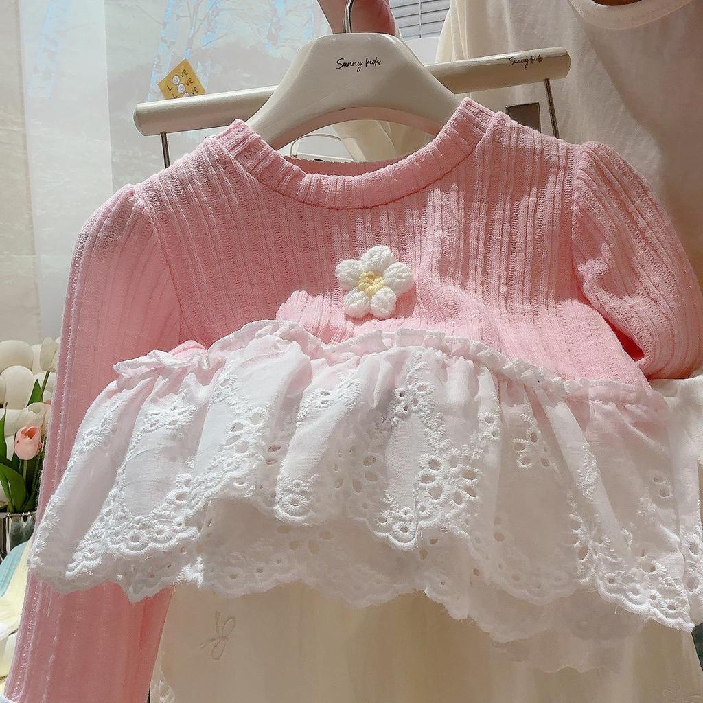 Girls' Stylish Lace Patchwork Top & Yamamoto Pants Set - Spring/Autumn 2025 Trend