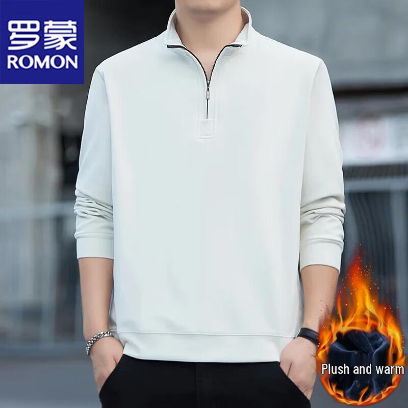ROMON Men's Casual Stand Collar Long Sleeve Sweatshirt