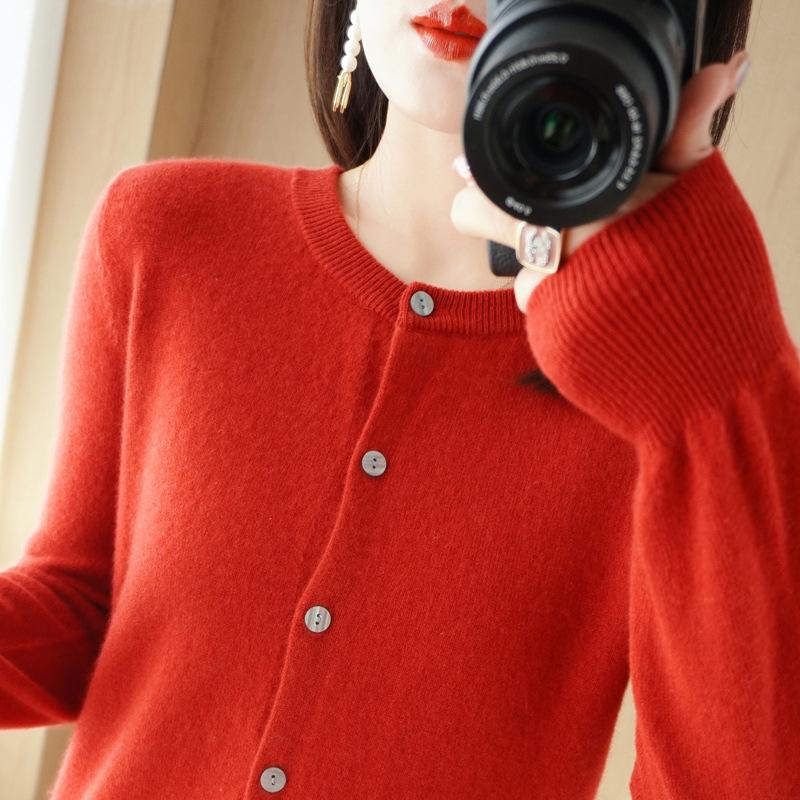 INDFS Damenmode Lässig Herbst Winter Einfarbig Druck Langarm O-Ausschnitt Pullover