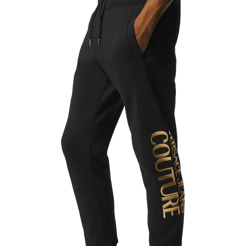 Versace Gold Logo Printed Drawstring Long Casual Pants Men bottoms Black 76GAAT00-CF01T-G89