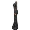 Women's Fashion Solid Color Mesh Long Skirt Dress with Hot Drilling