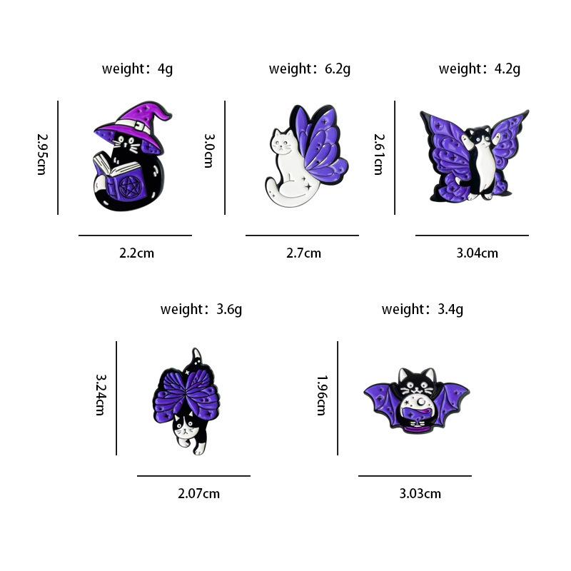 Funny Cartoon Butterfly Wing Cat Brooch: Versatile Metal Animal Badge with Drip Oil for Backpack Accessory