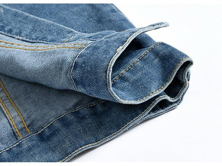 Pánská světle modrá motocyklová vesta s denimovým vzorem - korejský styl, velká velikost