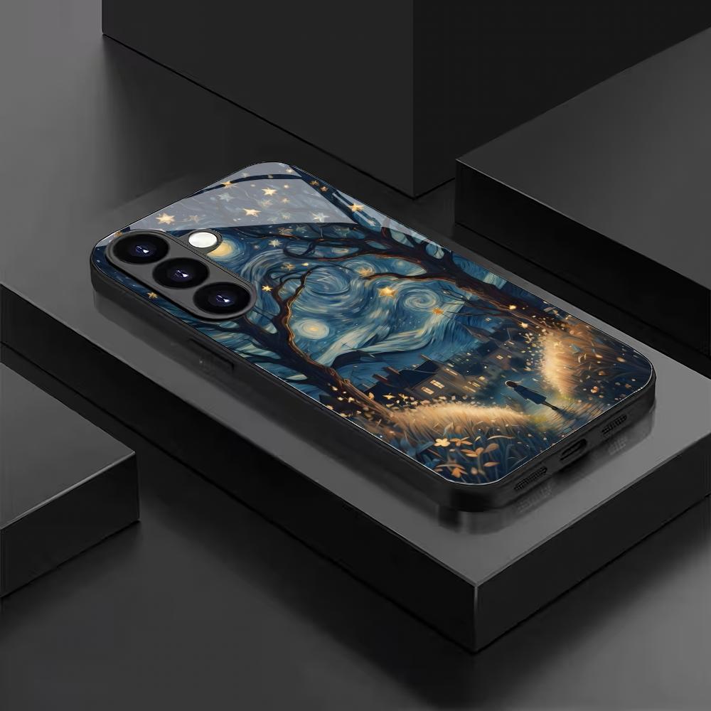 The Little Girl's Glass Phone Case Under the Light Is Suitable for Samsung Galaxy S26 S25 S24 S22 S21 S20FE/Ultra/Plus Anti Drop