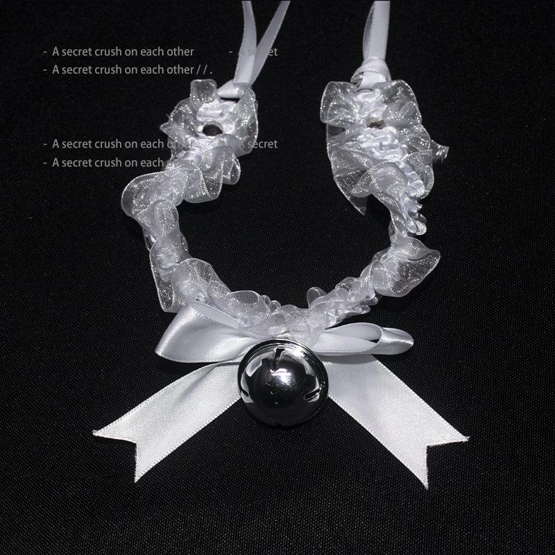Jingle Bell Bow Lace Choker Necklace: Soft Girl Collar Accessory