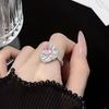 Exquisite Pink Cubic Zirconia Wedding Ring  Sterling Silver Ring High  Flower Wedding Open Rings for Women