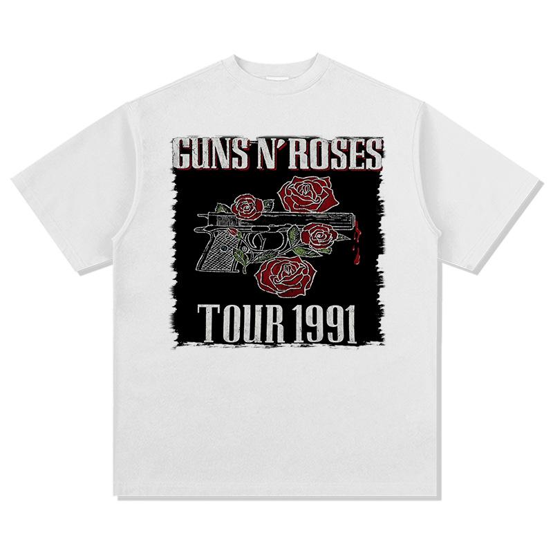 2025 Short Sleeve T-shirt Rock Guns N 'Roses Hip Hop Retro Guns N' Roses TOUR High Quality Luxury Brand Selling Popular