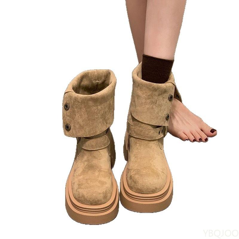 Women's new spring autumn single boots retro midsole thick sole simple comfortable versatile short boots for daily casual wear