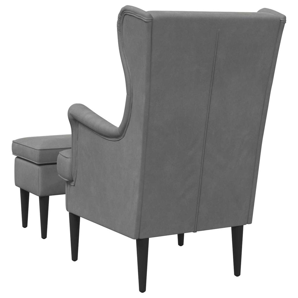 Armchair with Footstool 2 pcs Dark Grey Velvet