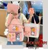 INS High School Durable Five-Piece Backpack Set for Girls - Large Capacity, Double Shoulder Bag for Junior and Middle School Students