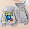 Sudadera con capucha y cremallera impresa de Geometry Dash Ropa para niño y niña Tops casuales Chaqueta abrigo de manga larga Sudaderas con cremallera de dibujos animados para niños