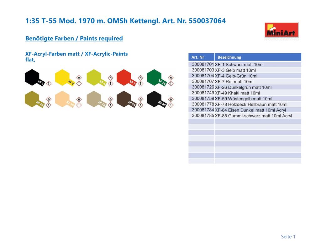 MiniArt Scale 1970 with OMSh Tracks Plastic Model MA37064 1/35 T-55 Mod.