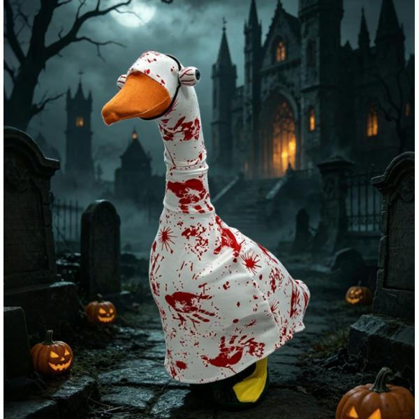 Porch Goose Outfit for 23 inch Lawn Statue Soft Clothing Holiday Decor with Bulging Eye Headpiece