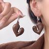 New Exaggerated Irregular Wine Red Heart Shaped Pendant Earrings for Women Vintage Personality Travel Party Jewelry Gifts