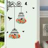 Colorful Flower Birdcage Flying Birds Wall Sticker Creative Home Decor Decals