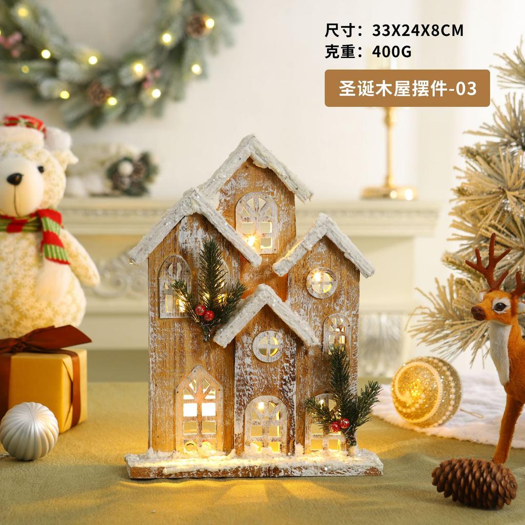 Factory direct sales Christmas chalet ornament atmosphere luminous decoration decoration chalet Christmas supplies