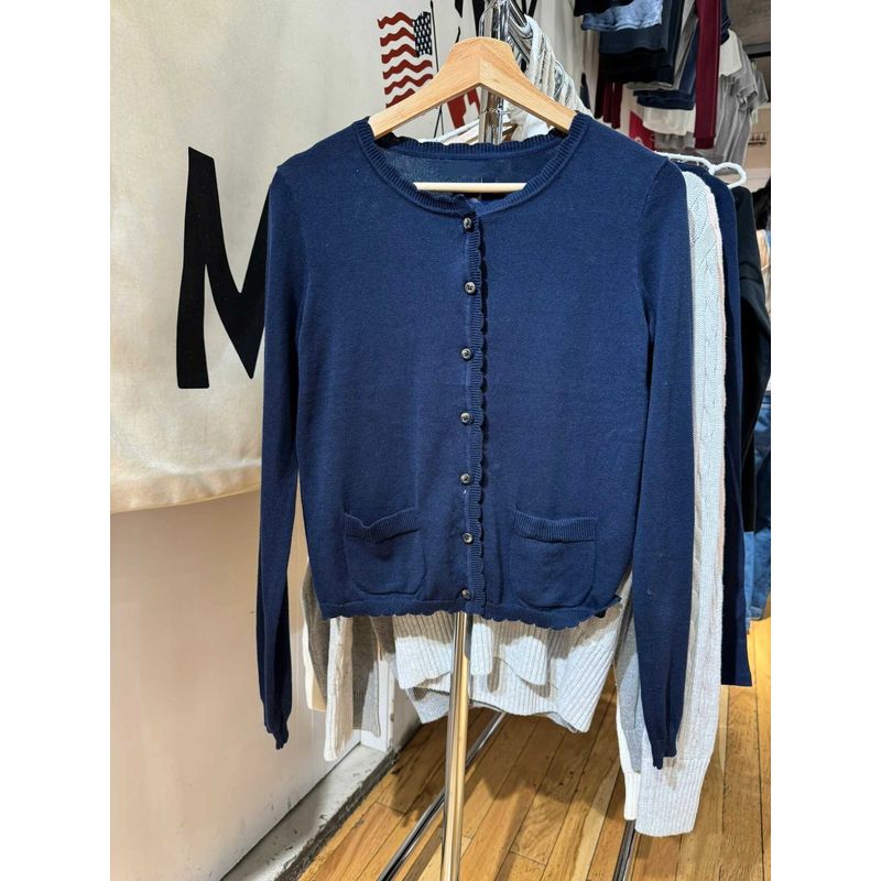 

Кружевной воротник Трикотаж Официальный сайт Весна и Осень Новое поступление Стиль чистой страсти Повседневный Легче всего сочетать Однотонный Кардиган с длинными рукавами Женский Navy blue One size