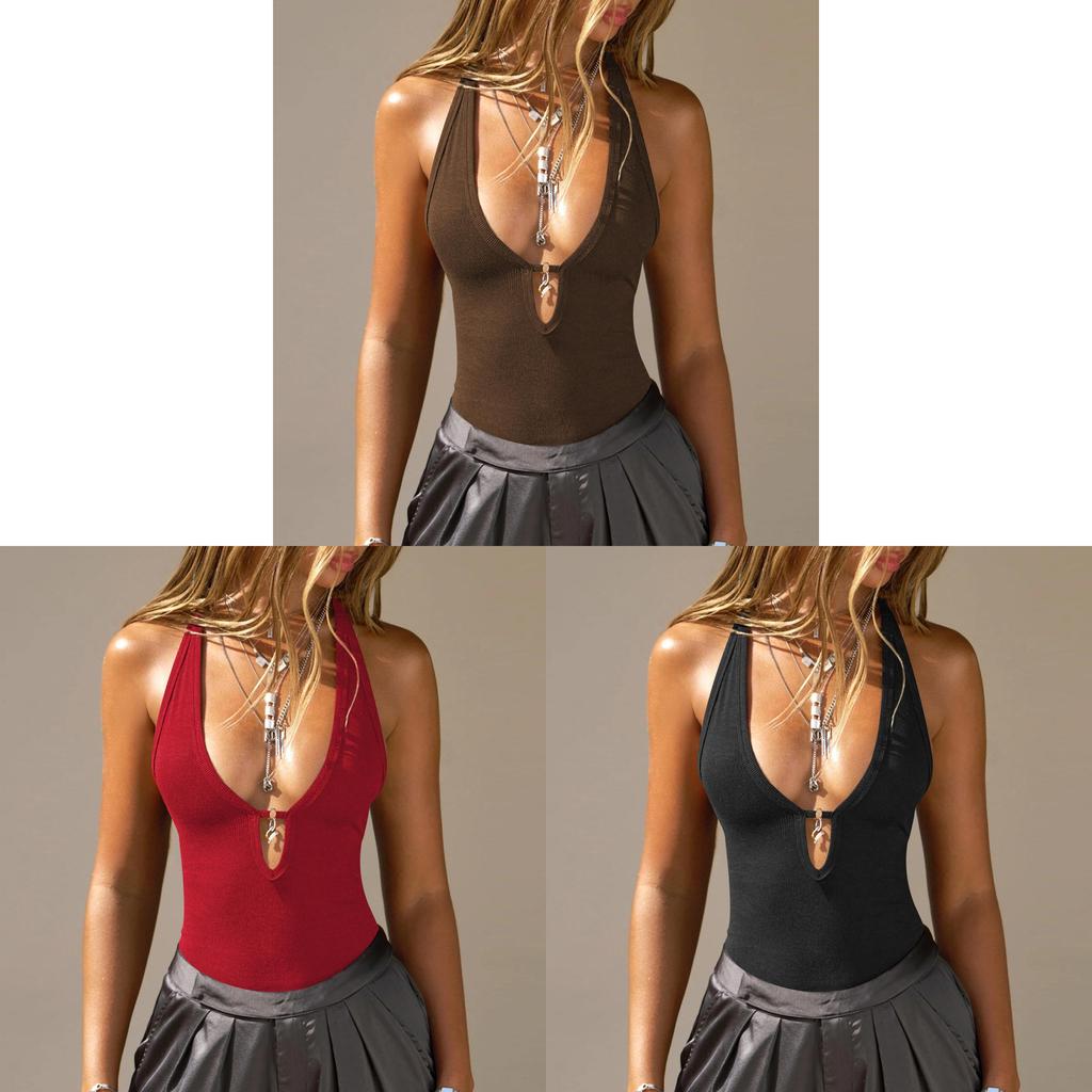 Sexy Heart Cutout Sleeveless Crop Top With Metal Decor For Streetwear Fashion