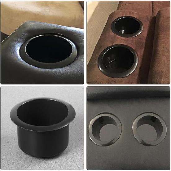 DOITOOL 2PCS Plastic Cup Holder Inserts for Car Replacement Drop in Cup Holder for Boat, Truck, Car, Sofa, Recliner, Poker Table (Black, 11x11x7cm)