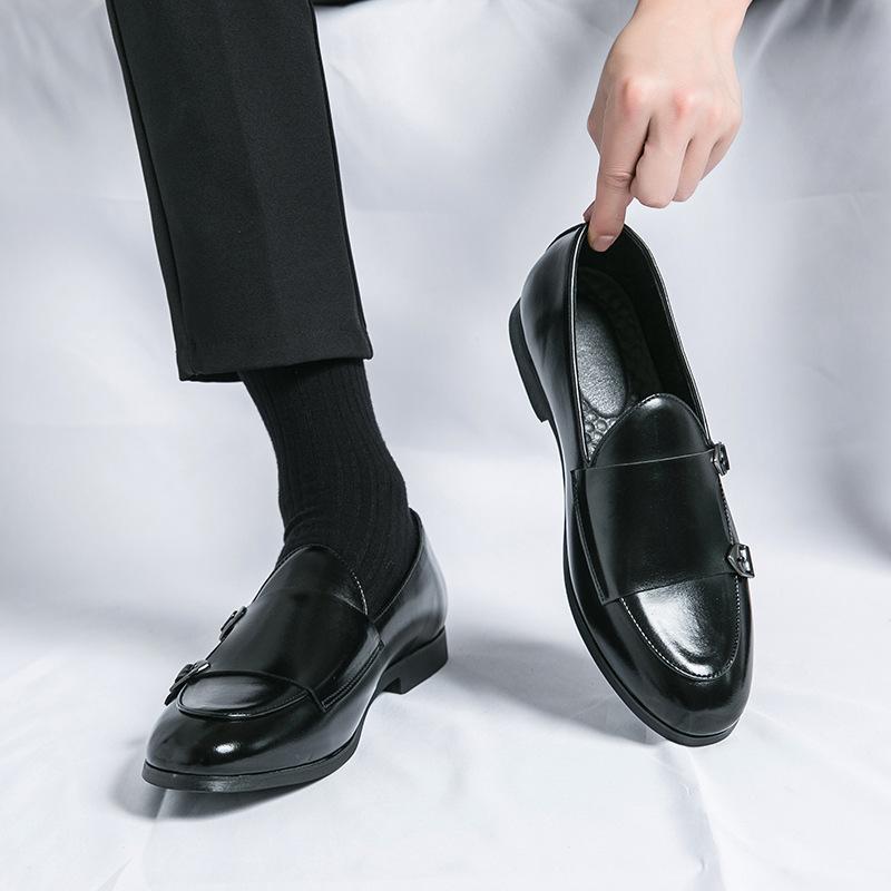 Large Size Monk Shoes Autumn Men Being Leather Shoes Double Buckle Groom Wedding Wedding Shoes