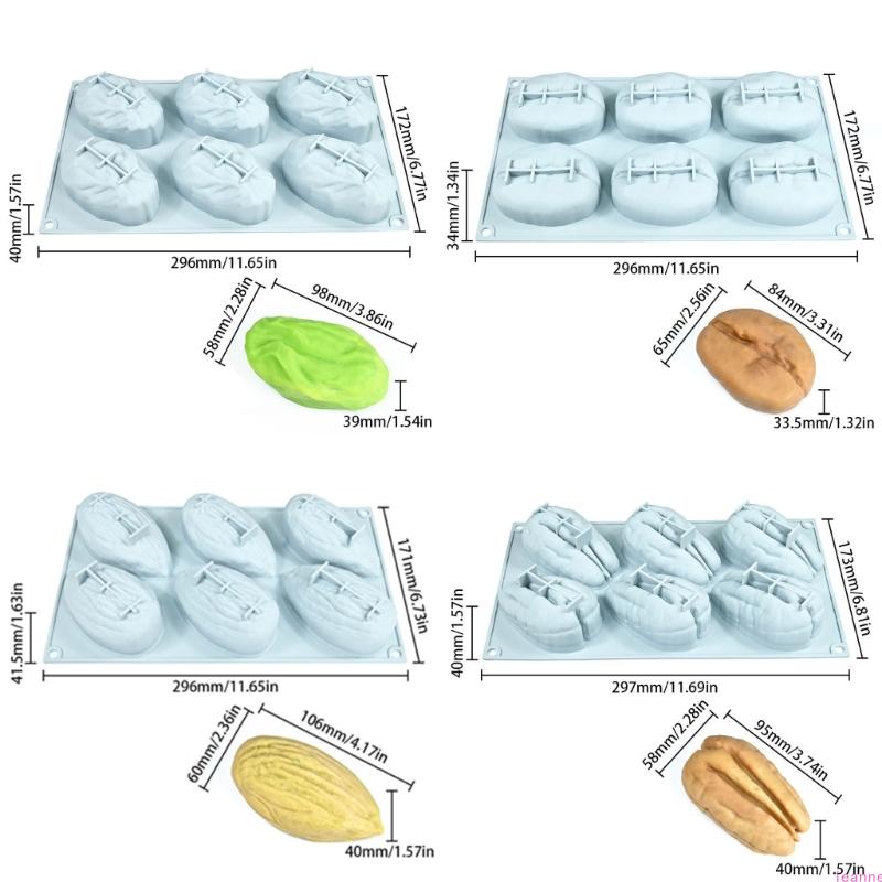 Kreativní silikonové formičky s designem pistácií a pekanových ořechů, ideální pro dorty, čokoládu a mražené pochoutky, kuchyňská forma na pečení