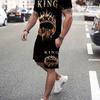 2025  New Men's Summer Leisure Sports Running Set Oversized Men's Refreshing Top Y2K Style Printed 3D Poker Pattern Fashion Set