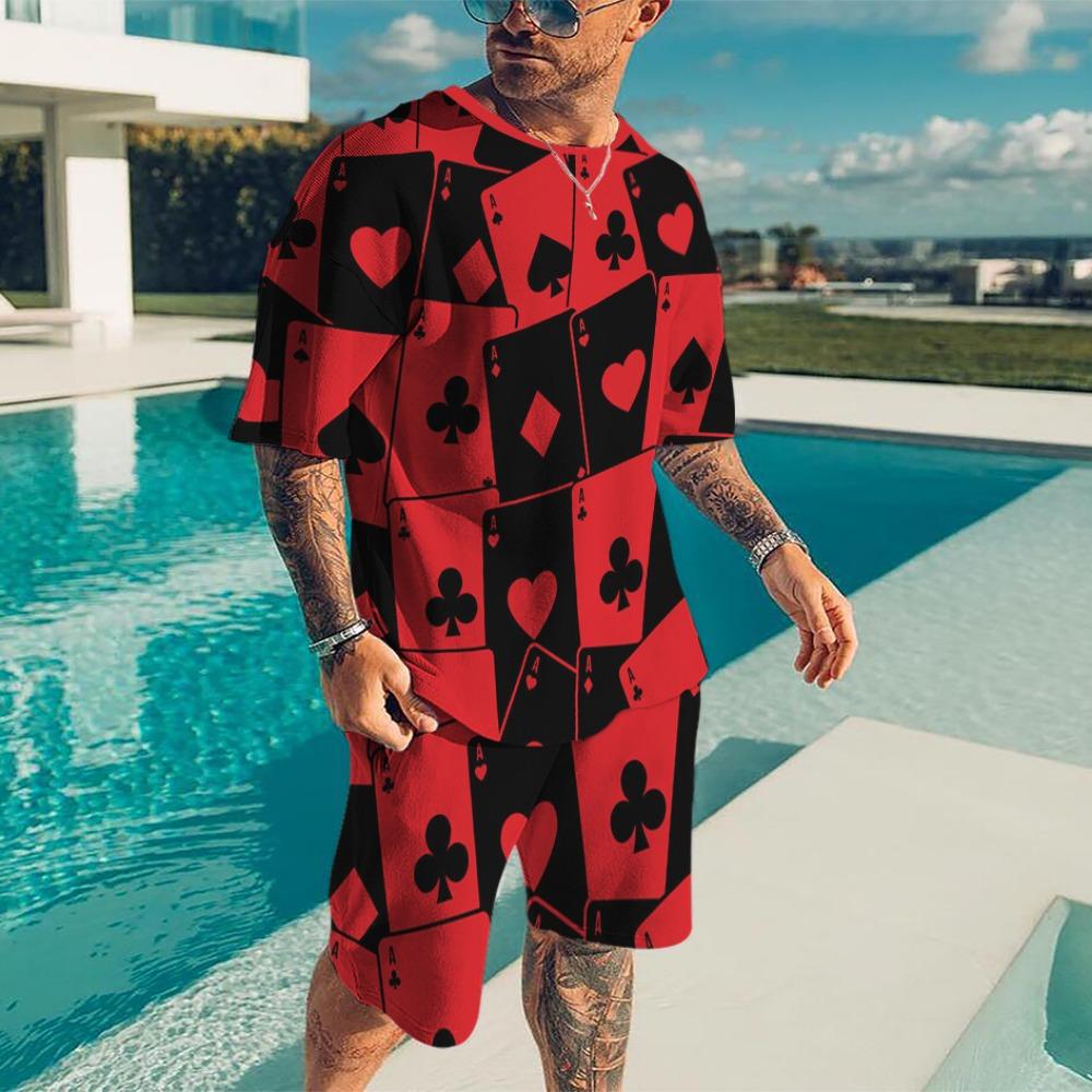 Summer Men's Tracksuit Oversized Clothes Two Pieces Set Vintage Casual Streetwear 3D Printed Beach Set Men Tshirt Shorts Outfits