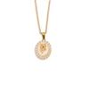 French White Shell Rose Pendant Necklace with Zircon, Gold-Plated Chain