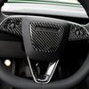 Real Soft Carbon Fiber Steering Wheel Frame Sticker For Tesla Model 3 Highland 2025 2025-up Trim Car Accessories