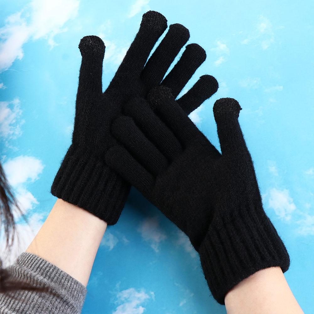 Wool Men Knitted Gloves Touchscreen Full Finger Gloves Fashion Knitted Woolen Gloves  Autumn